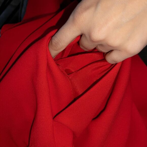 New J. Crew Bright‎ Cerise Red Ruffle Crape Jumpsuit Size 0 - Picture 12 of 13